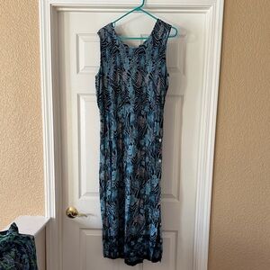 French Laundry Blue and Black Patterned Midi Dress